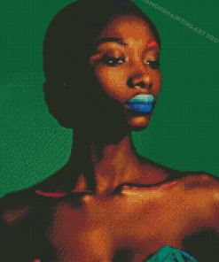 Black Lady With Blue Lips Diamond Painting