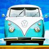 Blue Campervan Vehicle Diamond Paintings