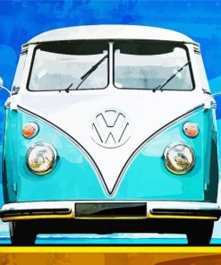 Blue Campervan Vehicle Diamond Paintings