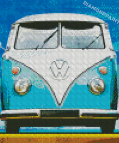 Blue Campervan Vehicle Diamond Paintings