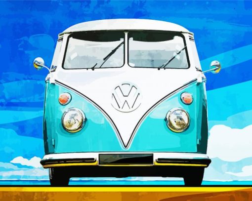 Blue Campervan Vehicle Diamond Paintings