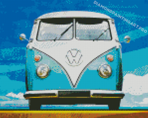 Blue Campervan Vehicle Diamond Paintings