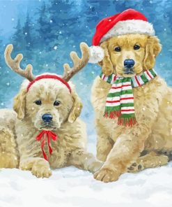 Cute Christmas Dogs Snow Diamond Painting