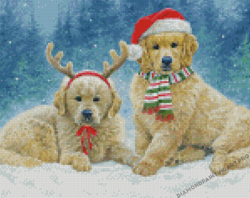 Cute Christmas Dogs Snow Diamond Painting