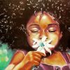 Cute Girl Smells Flower Diamond Paintings