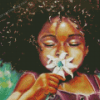 Cute Girl Smells Flower Diamond Paintings