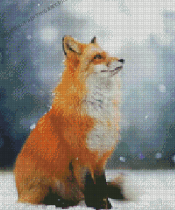 Cute Fox In Snow Diamond Paintings