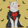 Cute White Halloween Cat Diamond Paintings