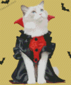 Cute White Halloween Cat Diamond Paintings