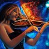 Fantasy Girl Playing Violin Diamond Paintings