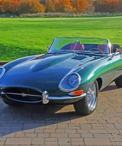 Green Jaguar XKE Diamond Paintings