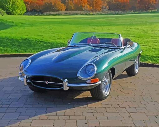 Green Jaguar XKE Diamond Paintings