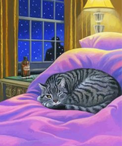 Grey Cozy Kitty Diamond Paintings