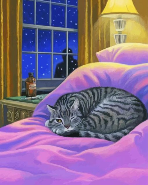 Grey Cozy Kitty Diamond Paintings