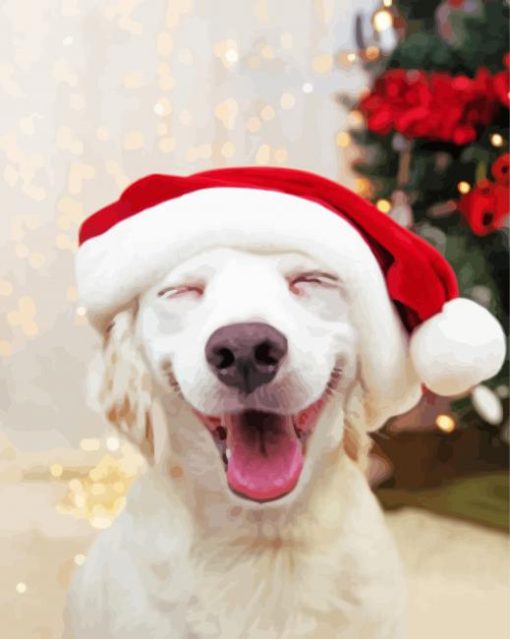 Happy Christmas Dog Diamond Paintings