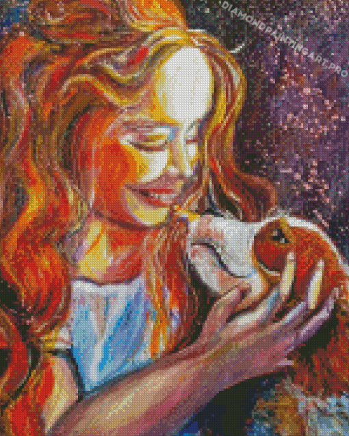 Happy Girl And Dog Diamond Painting