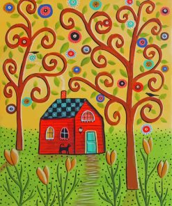 House And Tree Branches Diamond Paintings