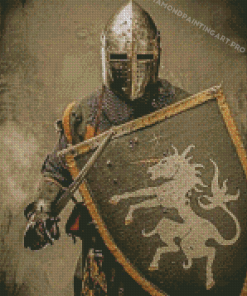 Knight With Sword And Shield Diamond Painting