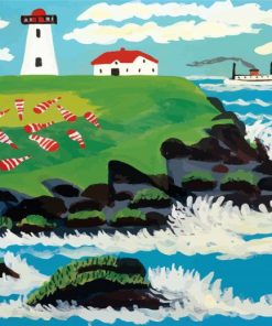 Maud Lewis Lighthouse And Steamer Diamond Paintings