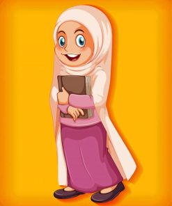 Muslim Girl Holding Book Diamond Painting