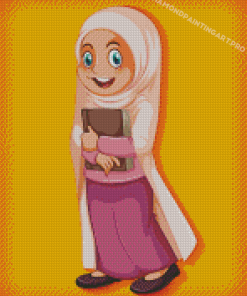 Muslim Girl Holding Book Diamond Painting