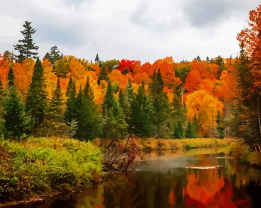 New England In The Fall Landscape Diamond Painting