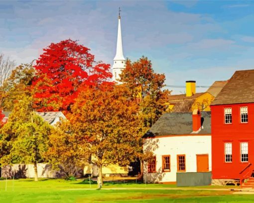 New England In The Fall View Diamond Painting