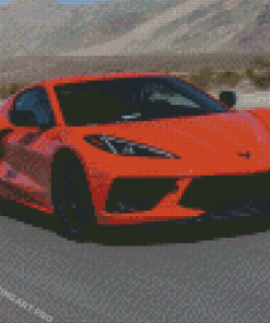 Orange Corvette Car Diamond Painting