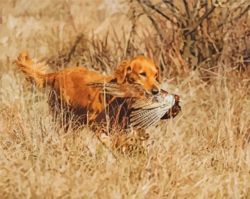 Pheasant Hunting Brown Dog Diamond Paintings