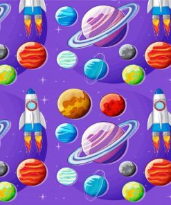 Rockets Space And Planets Diamond Painting