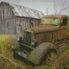 Rusted Vintage Dodge Truck And Barn Diamond Painting