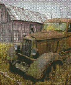 Rusted Vintage Dodge Truck And Barn Diamond Painting