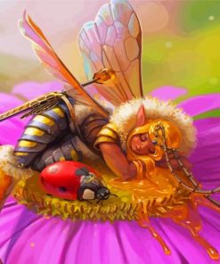 Sleepy Queen Bee Diamond Painting