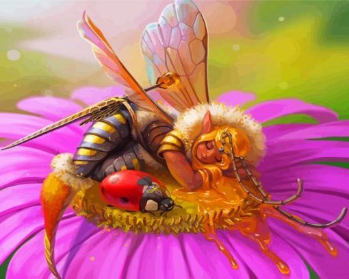 Sleepy Queen Bee Diamond Painting