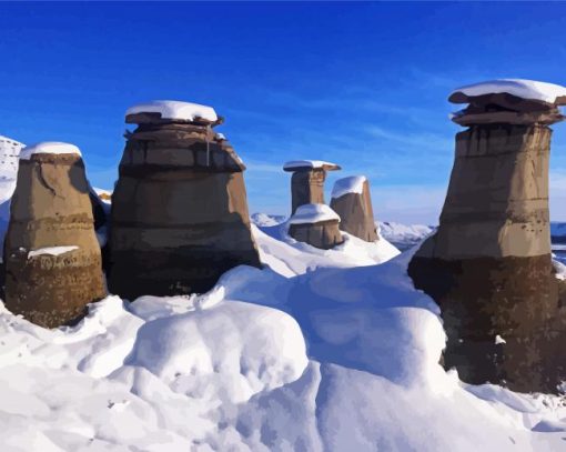 Snowy Drumheller Landscape Diamond Paintings