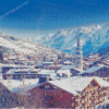 Snowy Town La Clusaz Diamond Painting