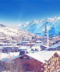 Snowy Town La Clusaz Diamond Painting