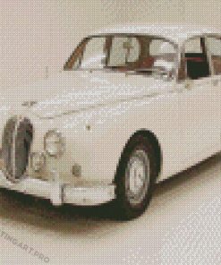 White Classic Car Jaguar Diamond Paintings