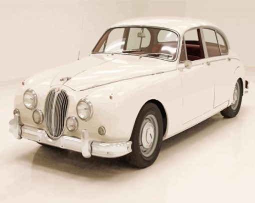 White Classic Car Jaguar Diamond Paintings