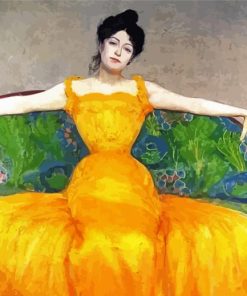 Woman In Yellow Dress By Max kurzweil Diamond Painting