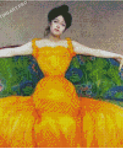 Woman In Yellow Dress By Max kurzweil Diamond Painting