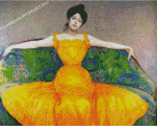 Woman In Yellow Dress By Max kurzweil Diamond Painting