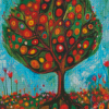 Abstract Pomegranate Tree Diamond Painting