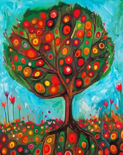 Abstract Pomegranate Tree Diamond Painting