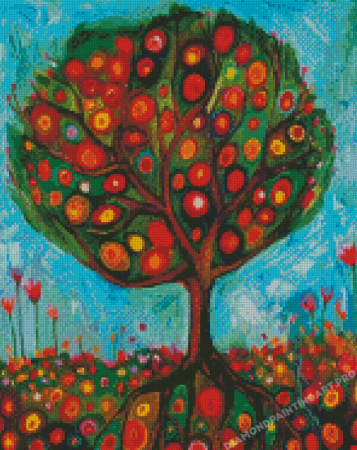 Abstract Pomegranate Tree Diamond Painting