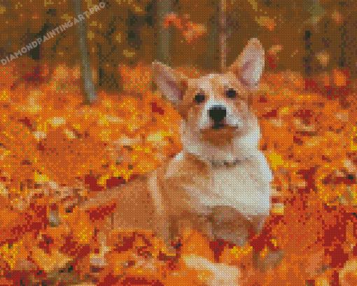 Aesthetic Dog In Autumn Diamond Painting