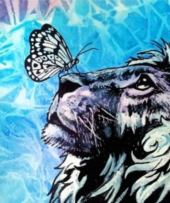 Aesthetic Lion With Butterfly Diamond Painting