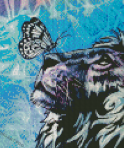 Aesthetic Lion With Butterfly Diamond Painting