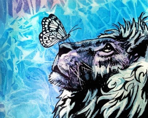 Aesthetic Lion With Butterfly Diamond Painting