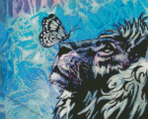 Aesthetic Lion With Butterfly Diamond Painting